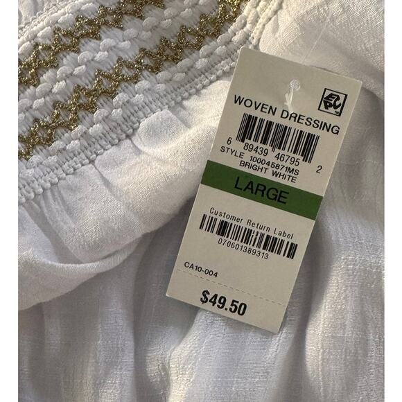 JM Collection Bright White Woven Skirt NEW Large Crinkle Gauzy Elastic Waist - Picture 5 of 10